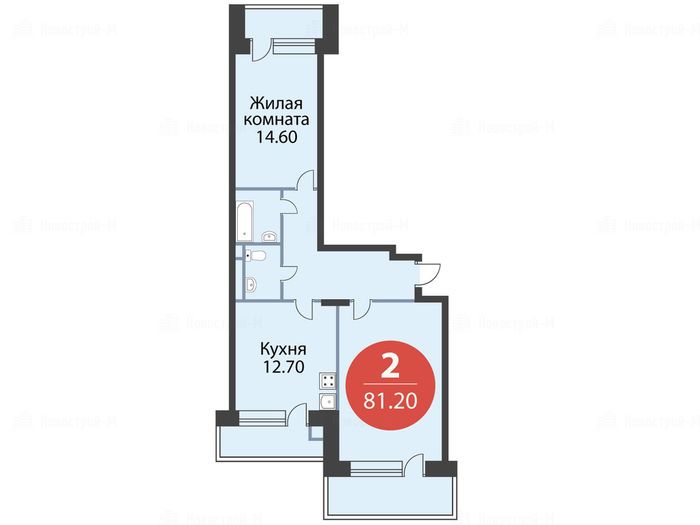 2-комнатная квартира в ЖК «Сказка»