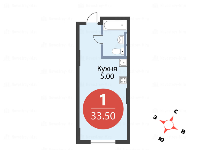 1-комнатная квартира в Комплекс апартаментов Sky Skolkovo
