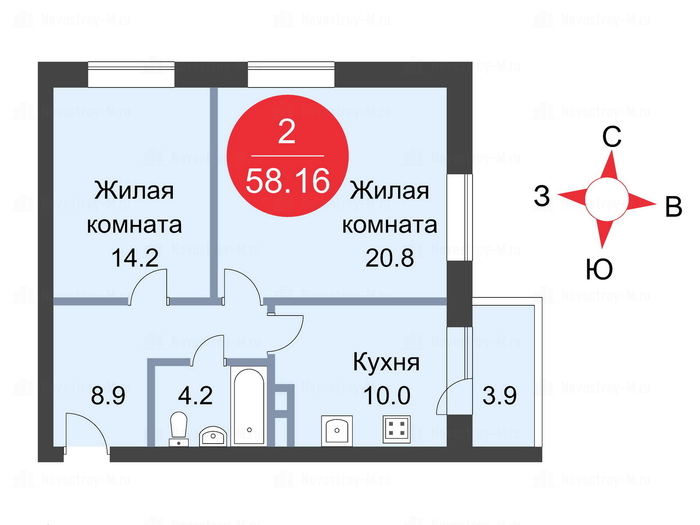 2-комнатная квартира в ЖК Sampo