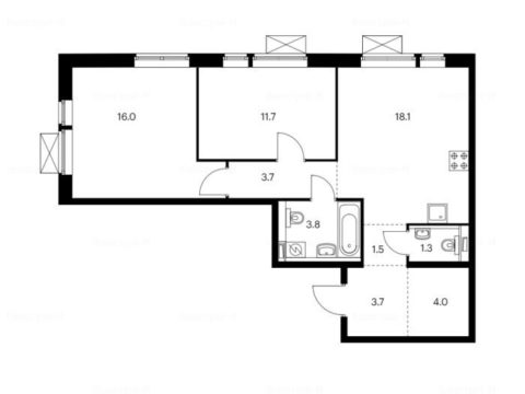 2-комнатная квартира в Жилой комплекс «Волжский парк»