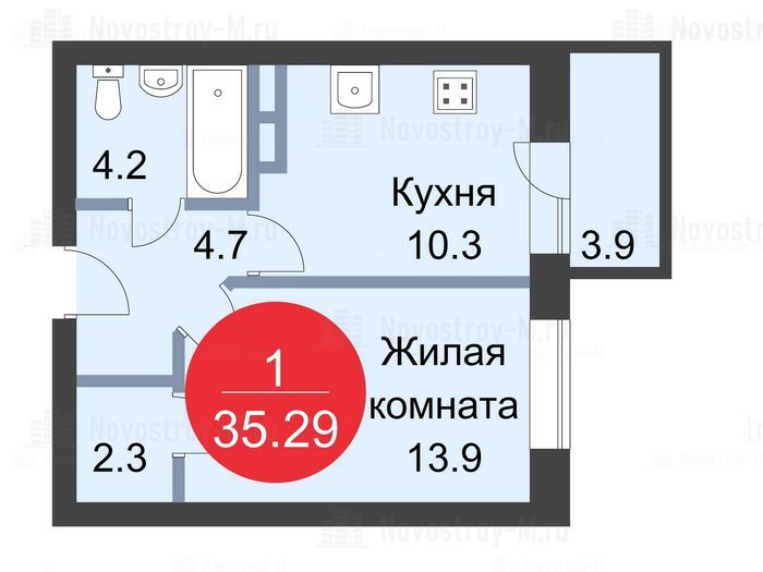 1-комнатная квартира в ЖК Sampo