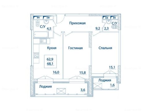 2-комнатная квартира в ЖК «Династия»