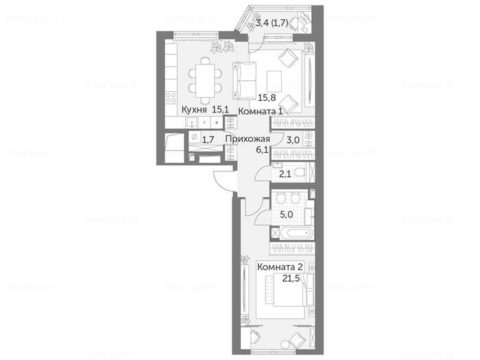 2-комнатная квартира в ЖК «Архитектор»