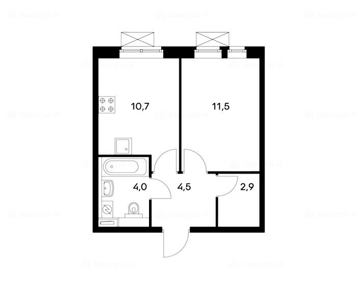 1-комнатная квартира в Жилой комплекс «Ильменский 17»