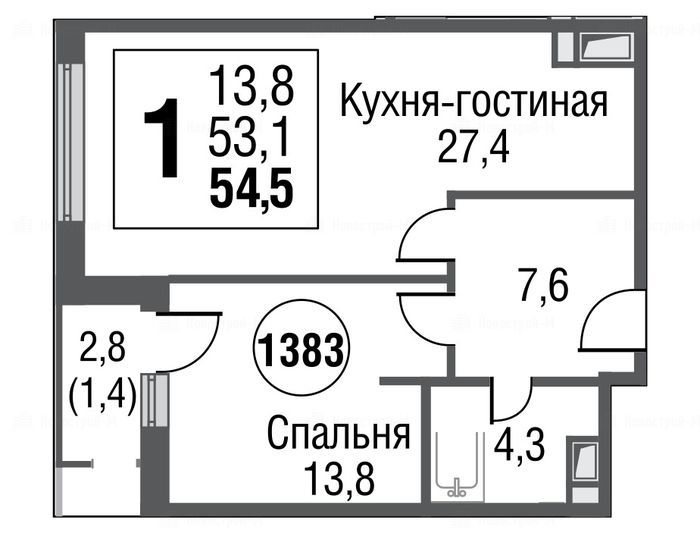 1-комнатная квартира в ЖК Silver