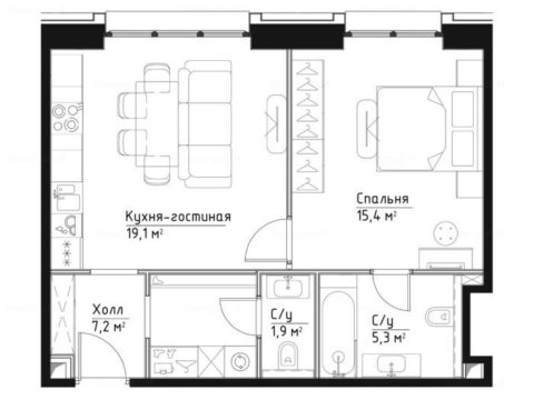 1-комнатная квартира в ЖК «Павелецкая Сити»