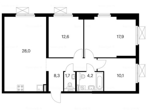 3-комнатная квартира в Жилой комплекс «Полярная 25»