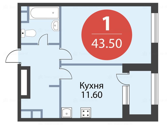 1-комнатная квартира в ЖК «Серебряный фонтан»