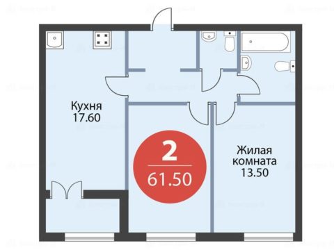 2-комнатная квартира в ЖК «Кварталы 21/19»