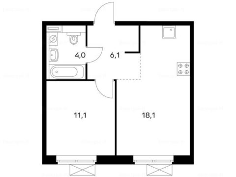 1-комнатная квартира в Жилой комплекс «Ильменский 17»