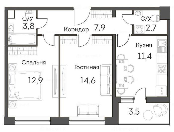 2-комнатная квартира в ЖК «Аквилон PARK»