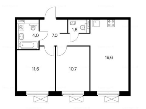 2-комнатная квартира в Жилой комплекс «Кузьминский лес»