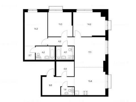 4-комнатная квартира в Жилой комплекс «Красноказарменная 15»