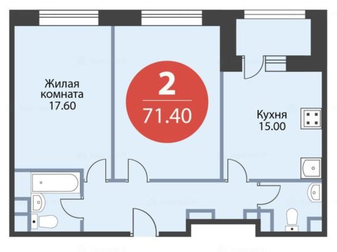 2-комнатная квартира в ЖК «Серебряный парк»