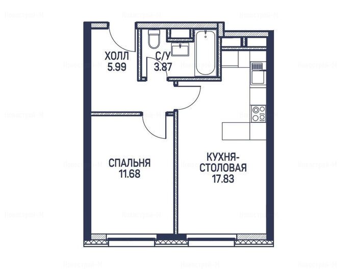 1-комнатная квартира в ЖК «Любовь и голуби»