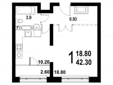 1-комнатная квартира в ЖК «Серебро»