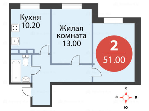 2-комнатная квартира в Эко-район «Борисоглебское»