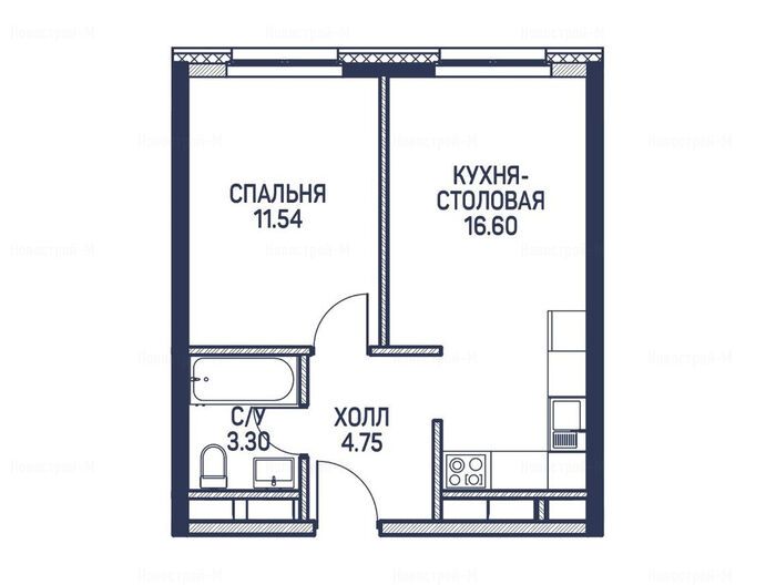 1-комнатная квартира в ЖК «Любовь и голуби»