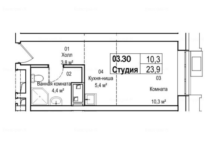 Студия в Жилой комплекс AFI Tower