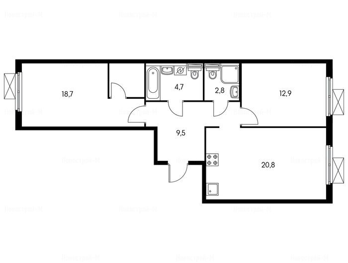 2-комнатная квартира в Жилой комплекс «Столичные поляны»