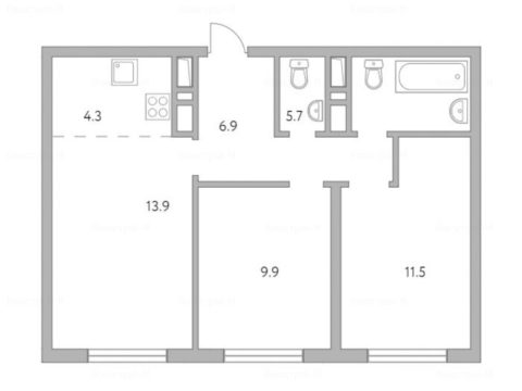 3-комнатная квартира в ЖК «Инновация»