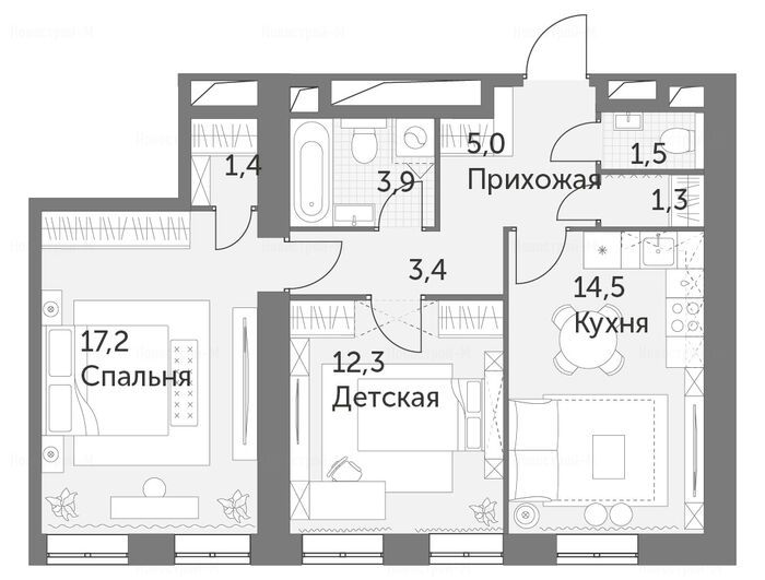 2-комнатная квартира в ЖК «Архитектор»