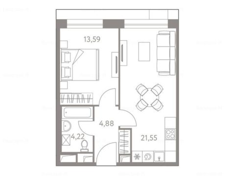 2-комнатная квартира в Жилой квартал «LIFE-Варшавская»