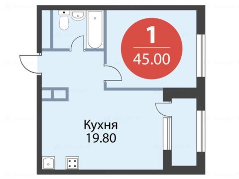 1-комнатная квартира в ЖК «Серебряный фонтан»
