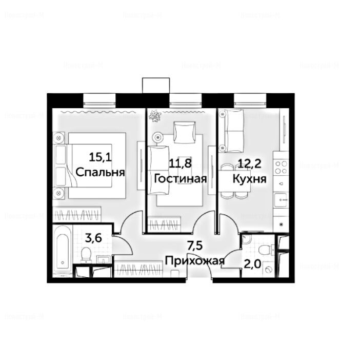 2-комнатная квартира в Апарт-комплекс «Движение. Тушино»