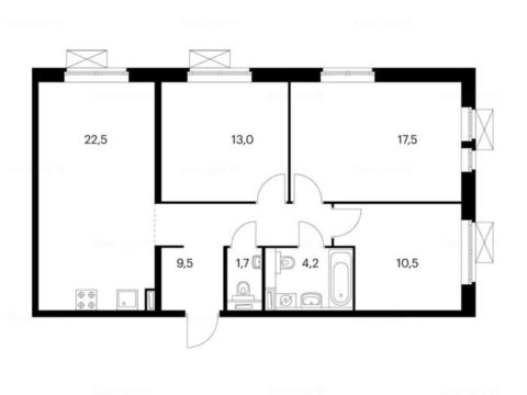 3-комнатная квартира в Жилой комплекс «Люберцы парк»