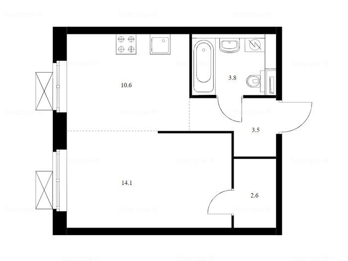 1-комнатная квартира в Жилой комплекс «Перовское 2»
