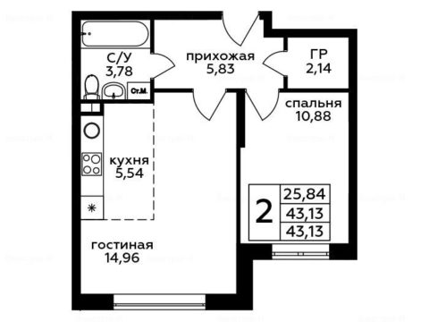 2-комнатная квартира в ЖК «Кленовые аллеи»
