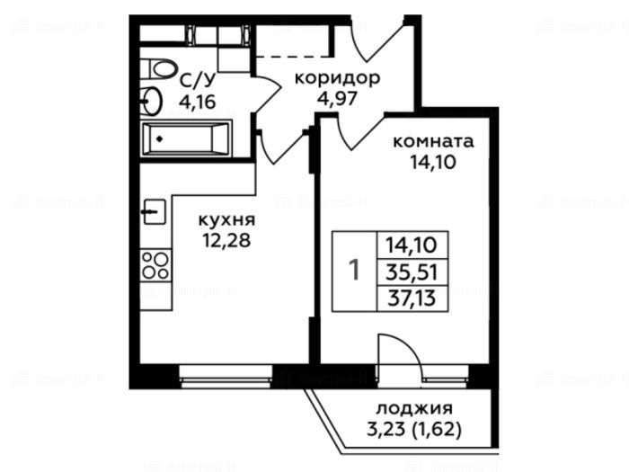 1-комнатная квартира в ЖК «Зеленые аллеи»