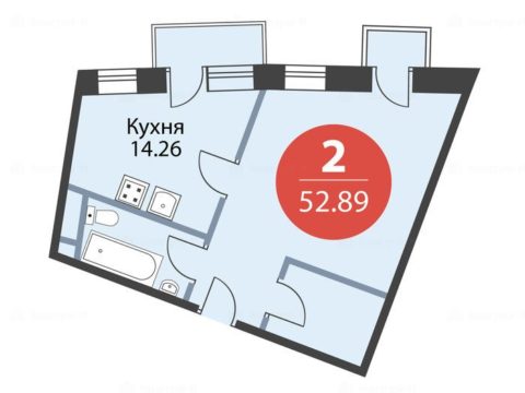 2-комнатная квартира в Комплекс апартаментов Nakhimov