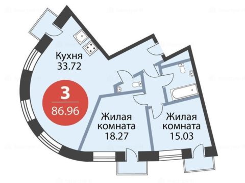 3-комнатная квартира в Комплекс апартаментов Nakhimov