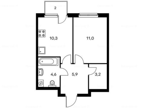 1-комнатная квартира в Жилой комплекс «Лефортово парк»