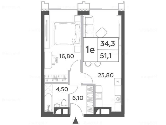 1-комнатная квартира в ЖК Will Towers