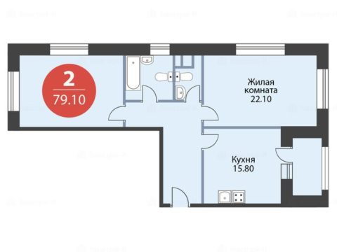 2-комнатная квартира в ЖК «Серебряный парк»
