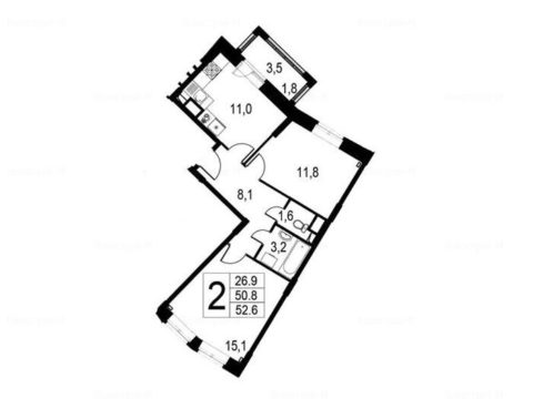 2-комнатная квартира в Экогород «Лесобережный»