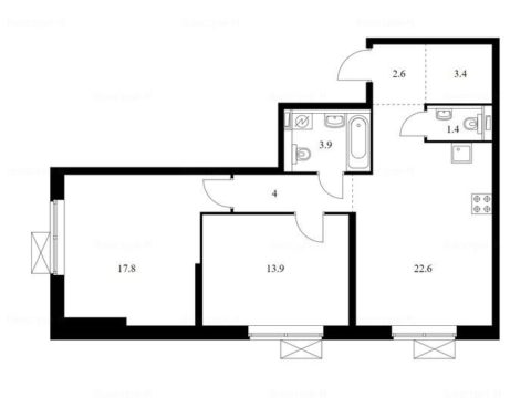 2-комнатная квартира в Жилой комплекс «Мичуринский парк»