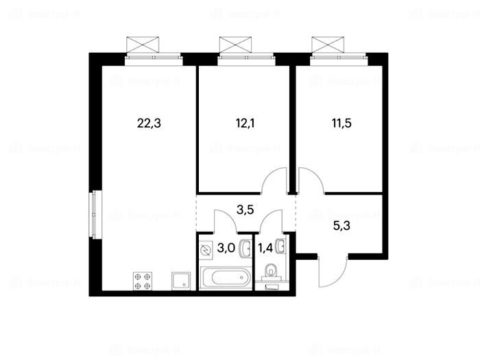 2-комнатная квартира в Жилой комплекс «Белая Дача парк»