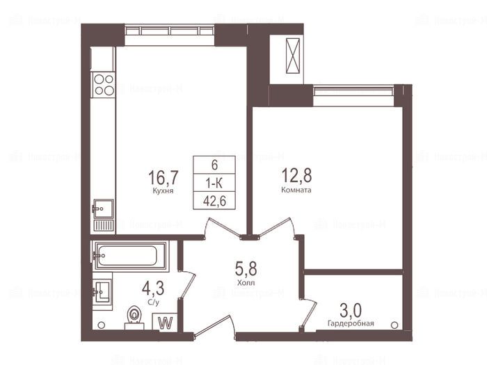 1-комнатная квартира в Городские резиденции Spires