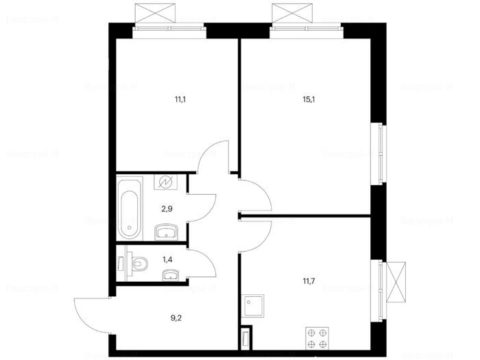 2-комнатная квартира в Жилой комплекс «Ильменский 17»