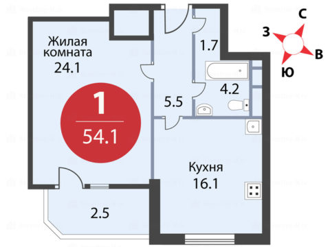 1-комнатная квартира в ЖК «Мосфильмовский»