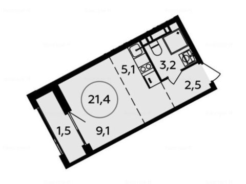 1-комнатная квартира в Жилой район «Прокшино»