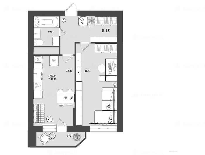 1-комнатная квартира в ЖК «Олимп 3»