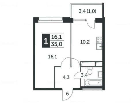 1-комнатная квартира в ЖК «Датский квартал»