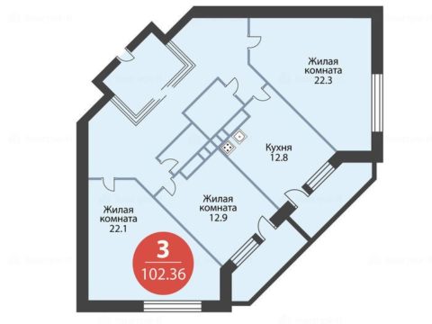 3-комнатная квартира в ЖК «Мкр. Черемушки»