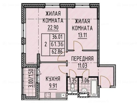 2-комнатная квартира в ЖК «Цветной Бульвар»
