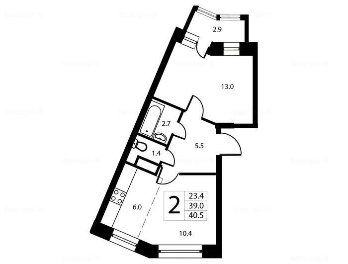 2-комнатная квартира в Город-событие «Лайково»
